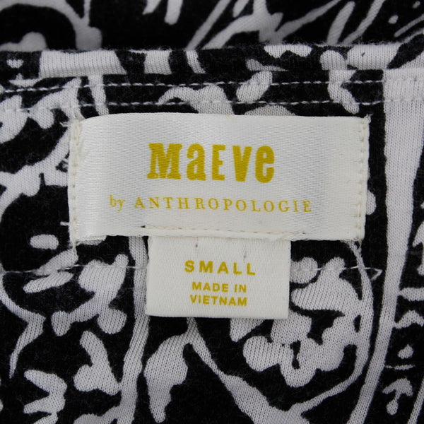 Maeve Sz S Black White Paisley Bandeau Hi Lo Rayon Spandex Knit Midi Dress