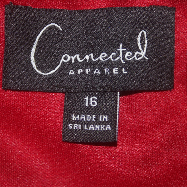 Connected Apparel Dress Sz 16 Red White Multi Colored Floral Polyester Rayon