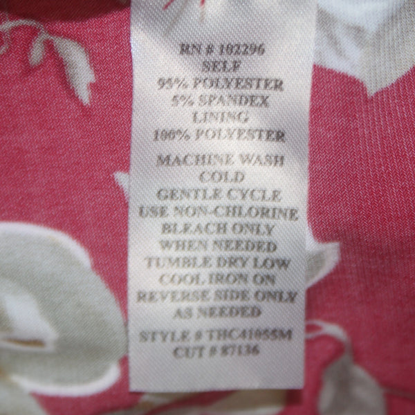 Connected Apparel Dress Sz 16 Red White Multi Colored Floral Polyester Rayon
