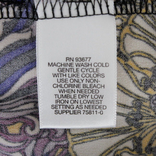 Liz Claiborne Sz M Purple Blue Multi Front Diagonal Pleat Poly Blend Top
