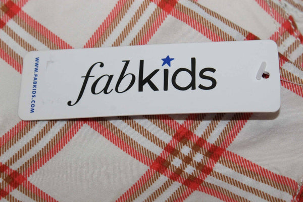 Fab Kids NEW Sz 4 Cream Coral Beige Multi Plaid 100% Cotton Long Shorts