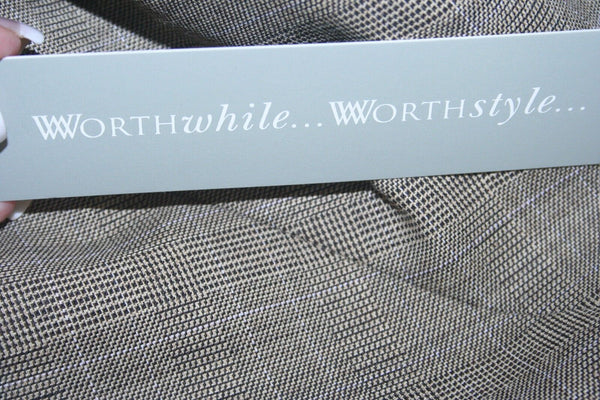 Worth NWT Sz 8 Brown Tan Plaid  Zipper Pocket Detail Rayon Wool Blend Skirt
