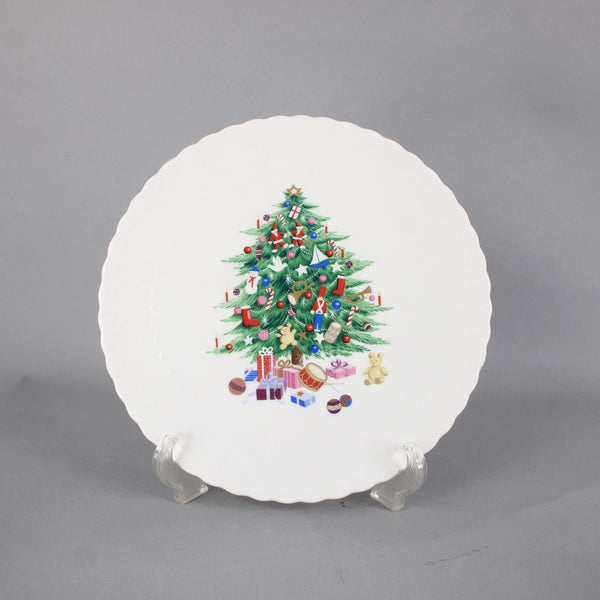 Mikasa Cake Plate And Server Set Christmas Spirit White Multi Colored Bone China