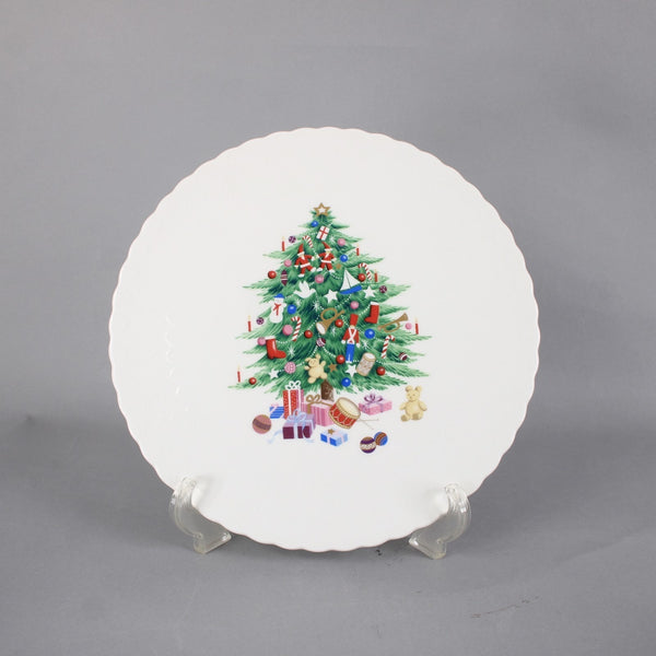 Mikasa Cake Plate And Server Set Christmas Spirit White Multi Colored Bone China