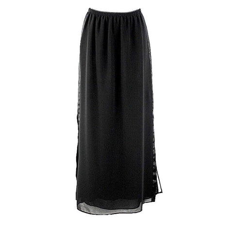 Ronni Nicole Sz M Black Elastic Waist Sides Slit Poly Rayon Overlaid Skirt