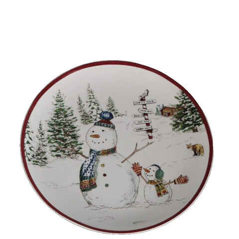 Williams Sonoma 8" Snowman With Fox Set Of 3 Salad Plate