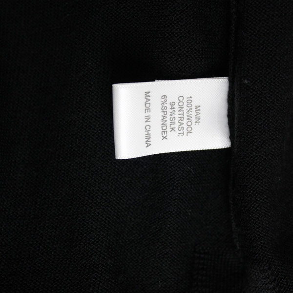 St John Sz P AS IS Black Cream Button Collared Long Sleeve Wool Silk Spandex Top