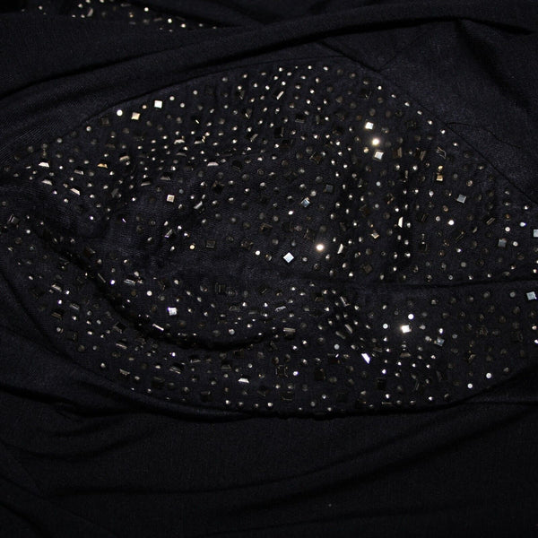 S Twelve NEW $59 Sz M Navy Blue Gunmetal Studded Shoulders Collared Rayon Wrap