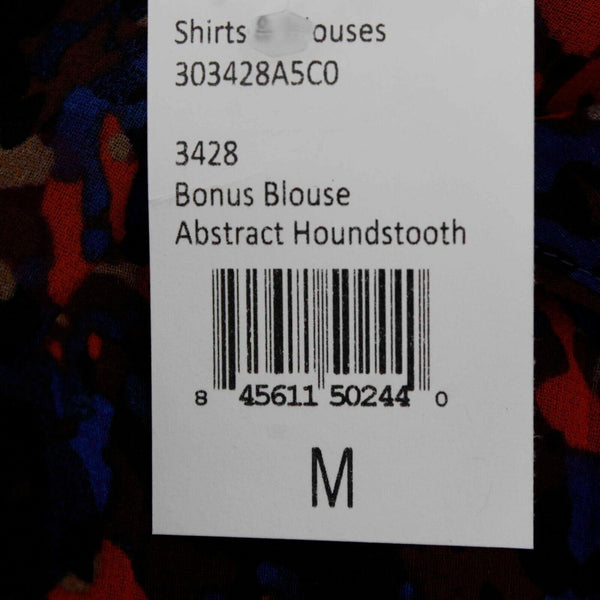 Cabi NEW Sz M Navy Multicolor V Neck Sheer Abstract 100% Polyester Top