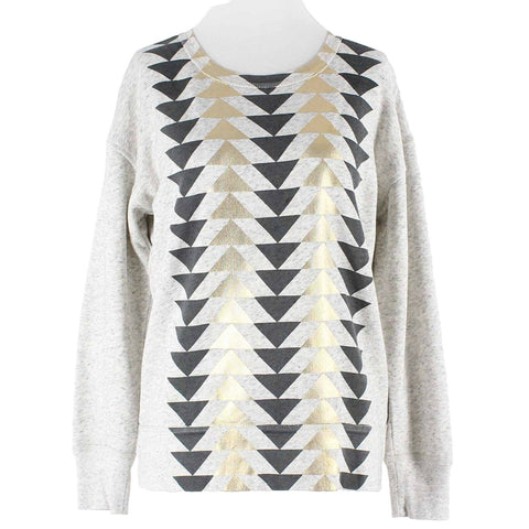 J Crew Sz S Gray Gold Foil Multi Pullover Cotton Polyester Sweater Top