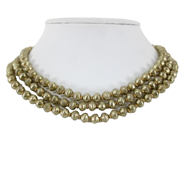 St John Moss Green Goldtone Faux Pearls 3 Strands 16" AS IS Necklace