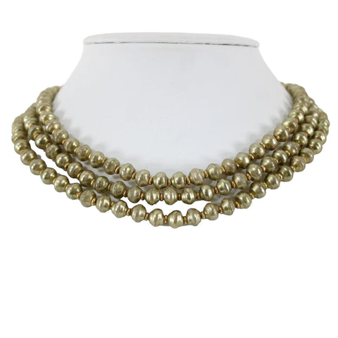 St John Moss Green Goldtone Faux Pearls 3 Strands 16" AS IS Necklace