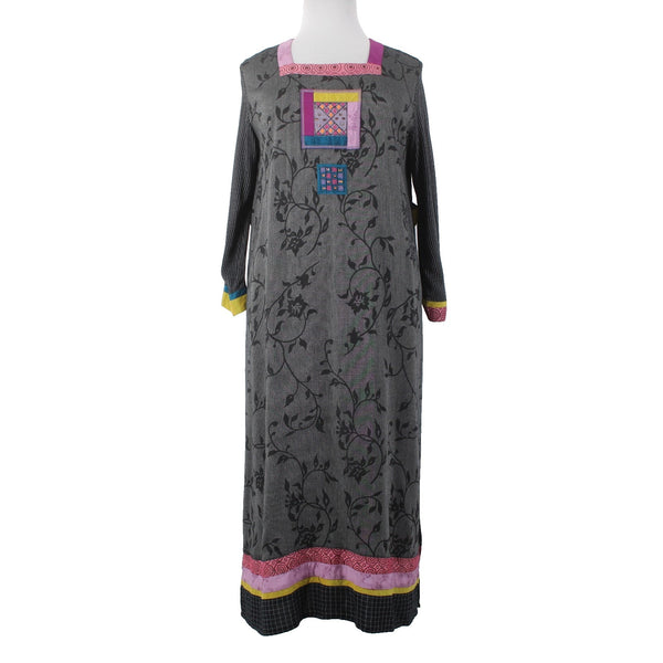 Faith Celia Forrester Dress Sz XL Black Gray Multi Colored 100% Rayon Dress
