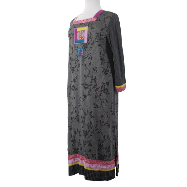 Faith Celia Forrester Dress Sz XL Black Gray Multi Colored 100% Rayon Dress