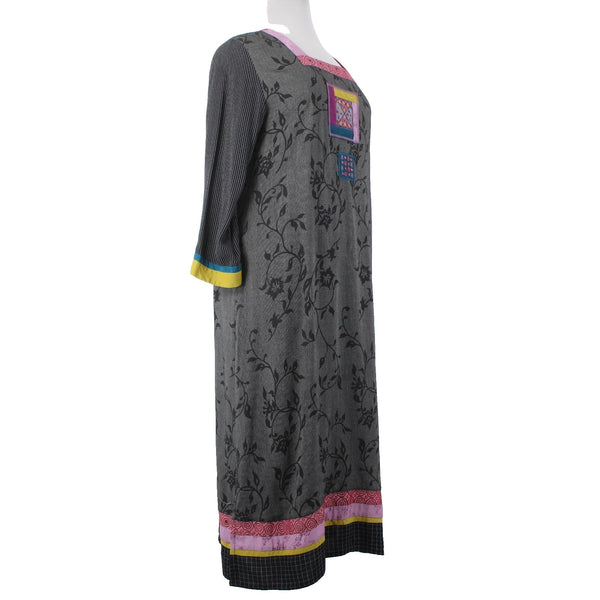 Faith Celia Forrester Dress Sz XL Black Gray Multi Colored 100% Rayon Dress