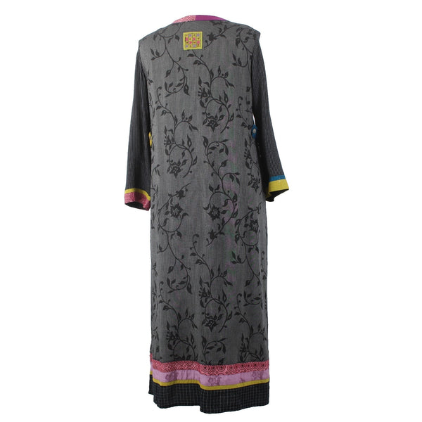 Faith Celia Forrester Dress Sz XL Black Gray Multi Colored 100% Rayon Dress