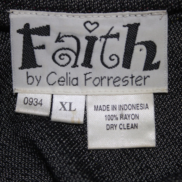 Faith Celia Forrester Dress Sz XL Black Gray Multi Colored 100% Rayon Dress