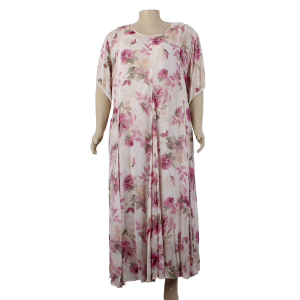 Olivia Dress Sz B2 Cream Pink Multi Color Floral Lined 100% Rayon Dress
