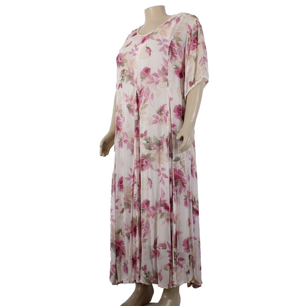 Olivia Dress Sz B2 Cream Pink Multi Color Floral Lined 100% Rayon Dress