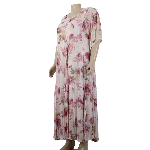 Olivia Dress Sz B2 Cream Pink Multi Color Floral Lined 100% Rayon Dress