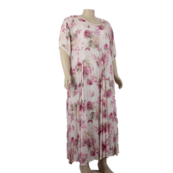 Olivia Dress Sz B2 Cream Pink Multi Color Floral Lined 100% Rayon Dress