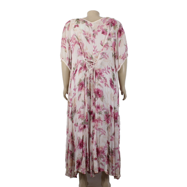 Olivia Dress Sz B2 Cream Pink Multi Color Floral Lined 100% Rayon Dress