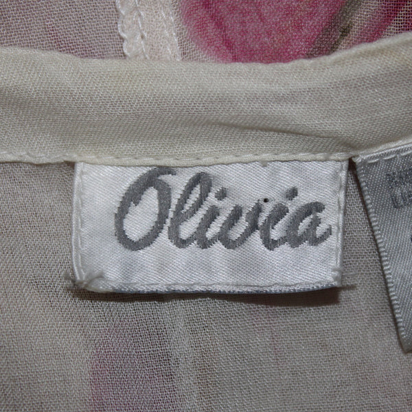 Olivia Dress Sz B2 Cream Pink Multi Color Floral Lined 100% Rayon Dress