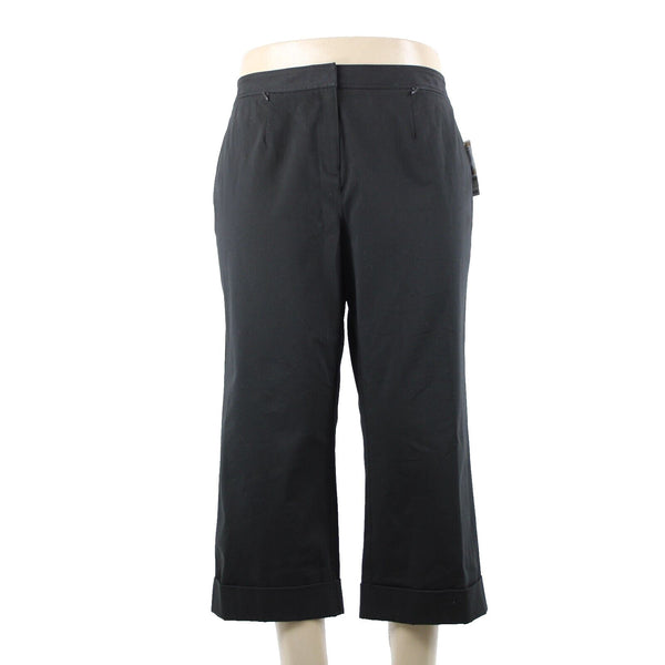 INC NEW $69 Basic Bottoms Sz 16 x 24 Black Cropped Pockets Cotton Lycra Pant