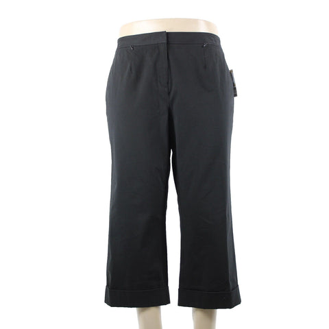 INC NEW $69 Basic Bottoms Sz 16 x 24 Black Cropped Pockets Cotton Lycra Pant