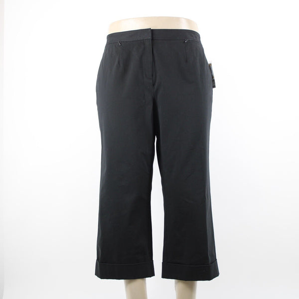 INC NEW $69 Basic Bottoms Sz 16 x 24 Black Cropped Pockets Cotton Lycra Pant