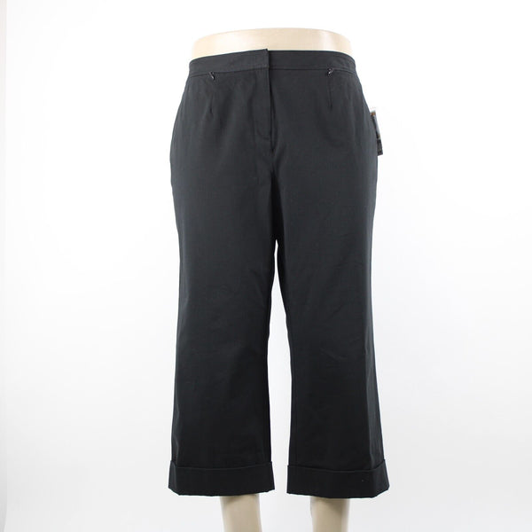 INC NEW $69 Basic Bottoms Sz 16 x 24 Black Cropped Pockets Cotton Lycra Pant