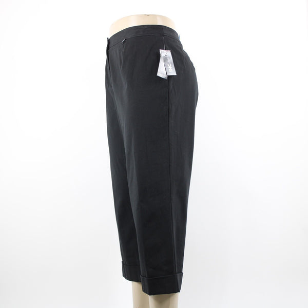 INC NEW $69 Basic Bottoms Sz 16 x 24 Black Cropped Pockets Cotton Lycra Pant