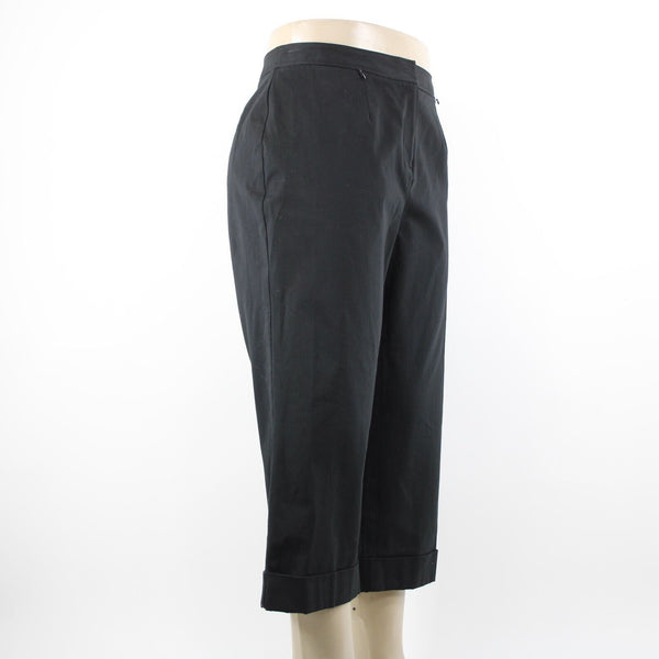 INC NEW $69 Basic Bottoms Sz 16 x 24 Black Cropped Pockets Cotton Lycra Pant