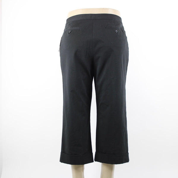 INC NEW $69 Basic Bottoms Sz 16 x 24 Black Cropped Pockets Cotton Lycra Pant