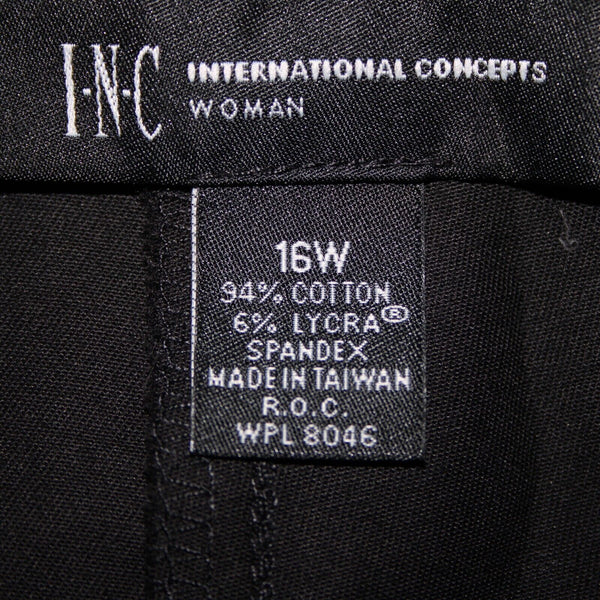 INC NEW $69 Basic Bottoms Sz 16 x 24 Black Cropped Pockets Cotton Lycra Pant
