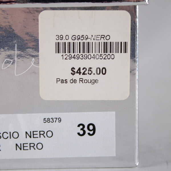 Pas De Rouge Wedge Heels Camoscio Dover Sz 39 Black Suede Leather 2.5" Heel