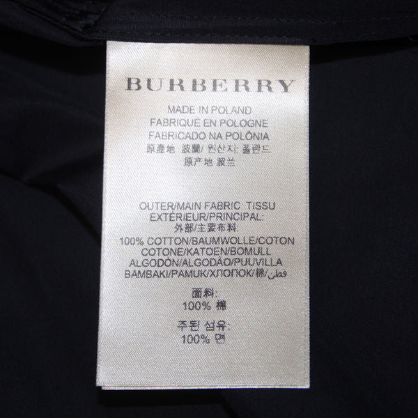 Burberry Dress NEW Sz 12 Navy Blue Pockets Pleated Collared 100% Cotton Dress