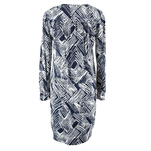 Trina Turk Sz 0 Navy Blue White Button Up Front 100% Rayon Shirt Dress
