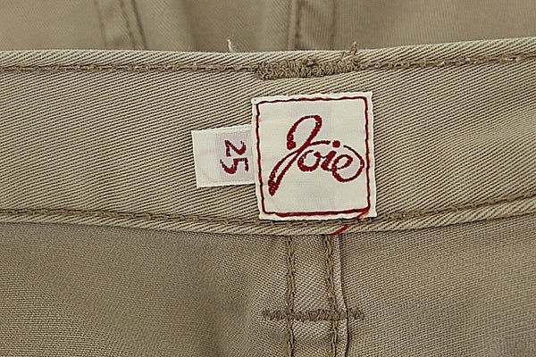Joie Sz 25 x 12.5 Tan Cotton Lycra Cargo Pockets Button Fly Raw Hem Shorts