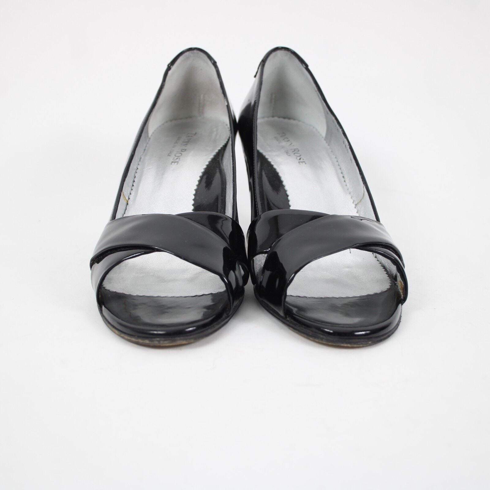 Taryn Rose Daffodil Patent Sz 38.5 M Black Leather Upper Inner 2.5" Heel