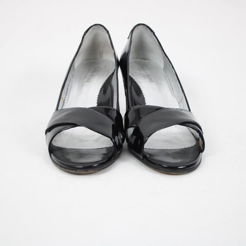 Taryn Rose Daffodil Patent Sz 38.5 M Black Leather Upper Inner 2.5" Heel