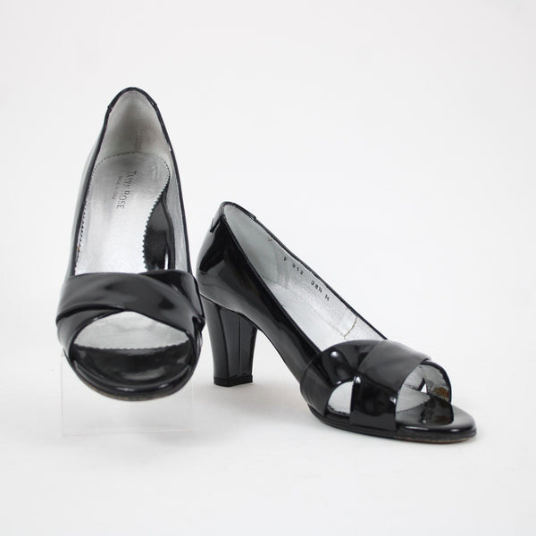 Taryn Rose Daffodil Patent Sz 38.5 M Black Leather Upper Inner 2.5" Heel