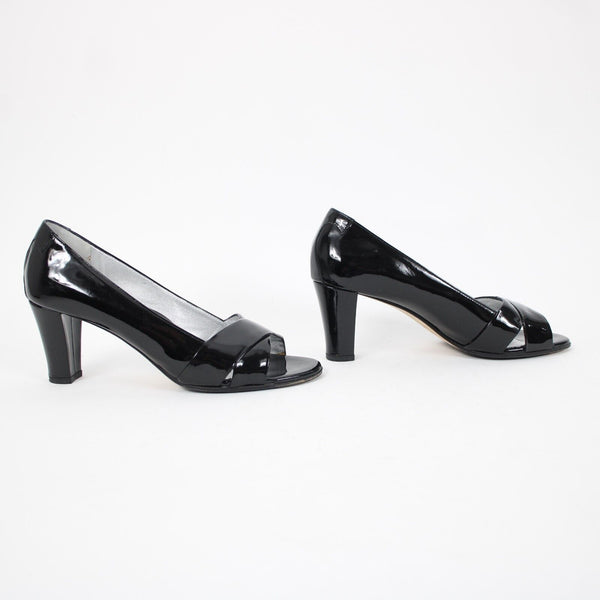 Taryn Rose Daffodil Patent Sz 38.5 M Black Leather Upper Inner 2.5" Heel
