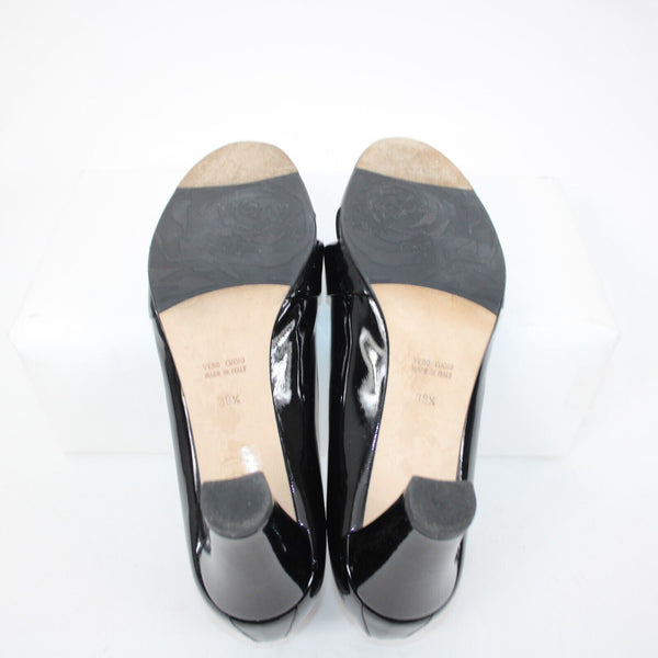 Taryn Rose Daffodil Patent Sz 38.5 M Black Leather Upper Inner 2.5" Heel