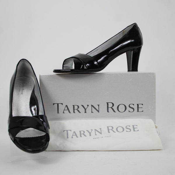 Taryn Rose Daffodil Patent Sz 38.5 M Black Leather Upper Inner 2.5" Heel