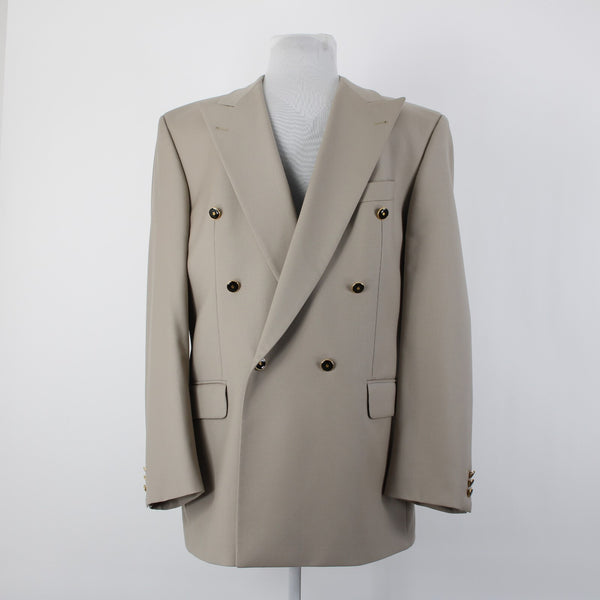 Baumler Avantgarde Sz 114 Tan Brown Double Breasted 100% Virgin Wool Blazer