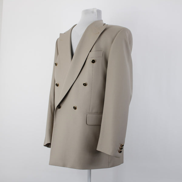Baumler Avantgarde Sz 114 Tan Brown Double Breasted 100% Virgin Wool Blazer