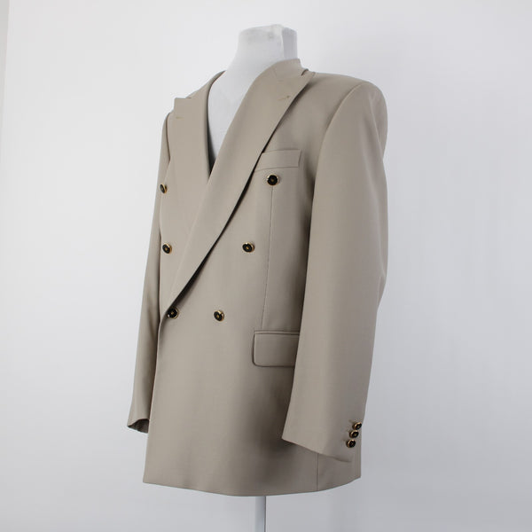 Baumler Avantgarde Sz 114 Tan Brown Double Breasted 100% Virgin Wool Blazer