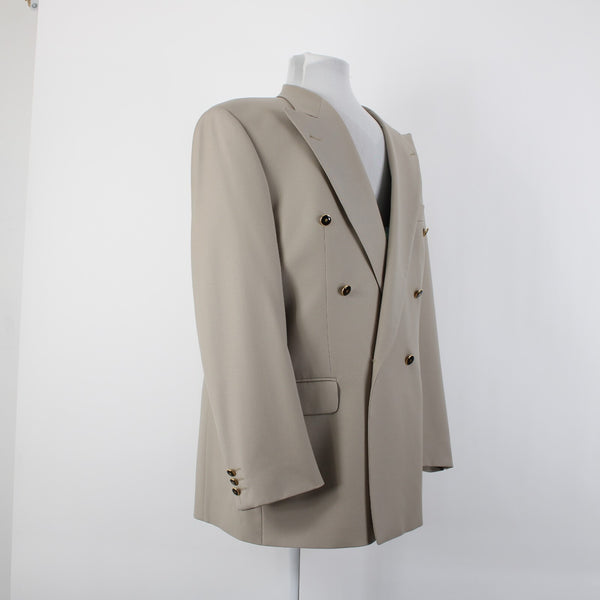 Baumler Avantgarde Sz 114 Tan Brown Double Breasted 100% Virgin Wool Blazer