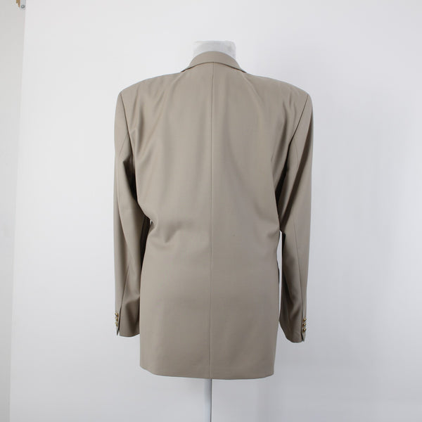 Baumler Avantgarde Sz 114 Tan Brown Double Breasted 100% Virgin Wool Blazer